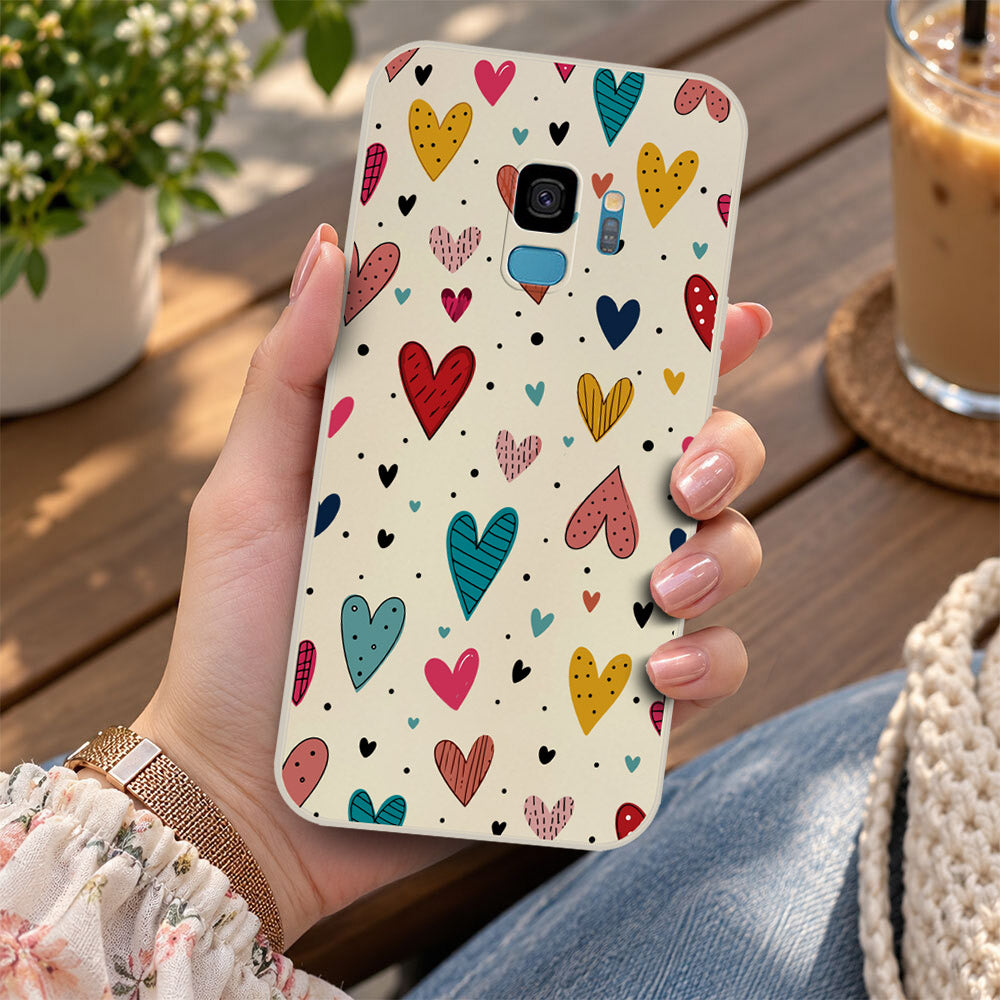 Samsung Galaxy S9 Cover - Off White - D5 - ONation Petal Whismy Series - HQ Liquid Silicone Soft Case