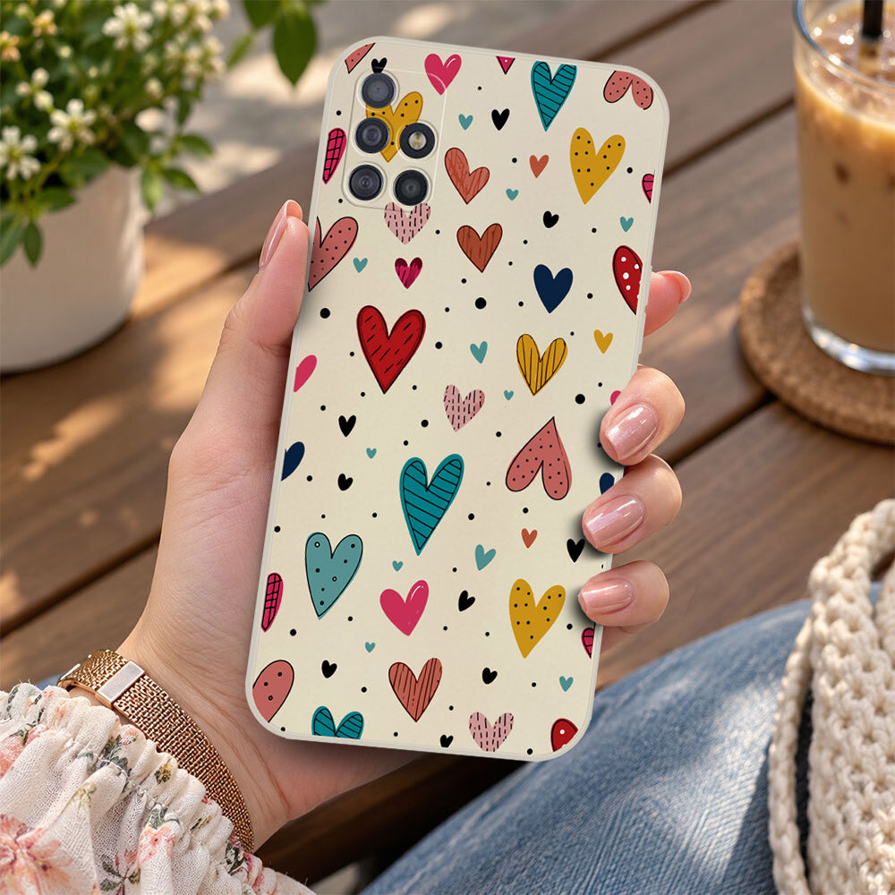 Samsung Galaxy A72 Cover - Off White - D5 - ONation Petal Whismy Series - HQ Liquid Silicone Soft Case