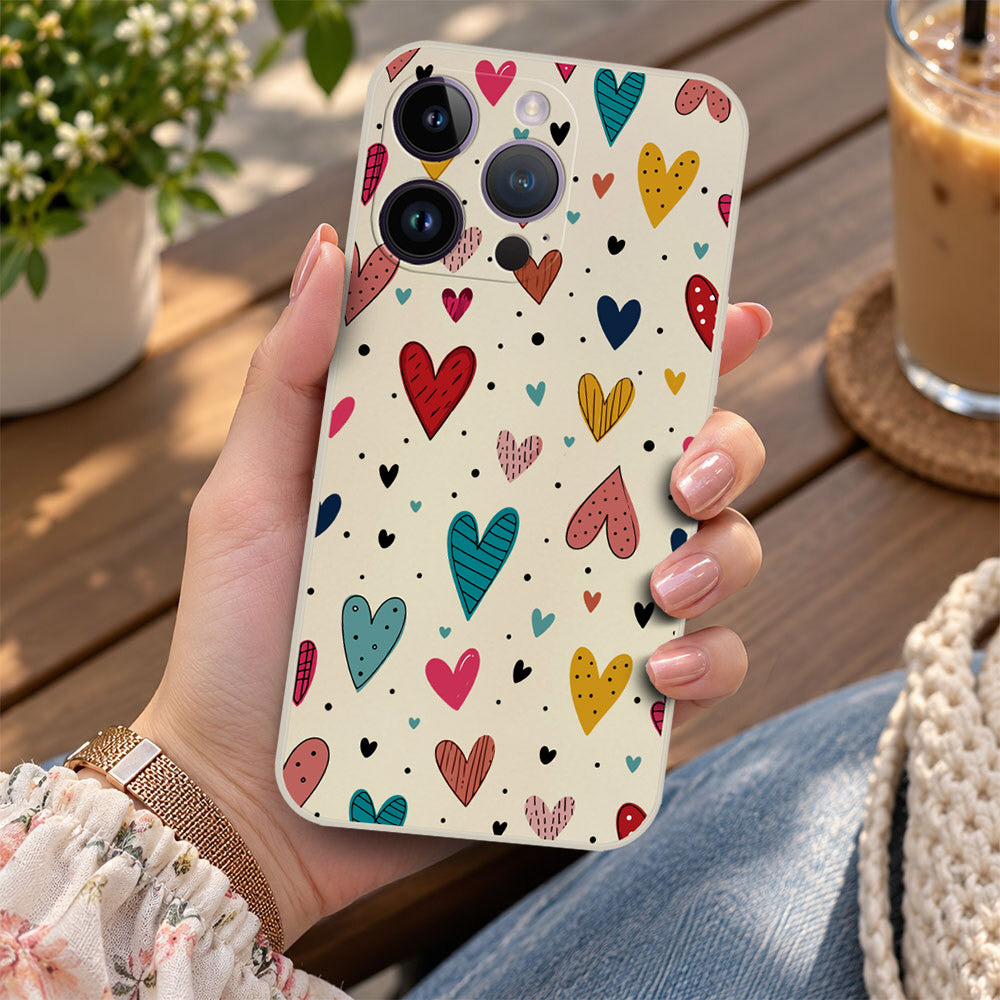 iPhone 14 Pro Cover - Off White - D5 - ONation Petal Whismy Series - HQ Liquid Silicone Soft Case