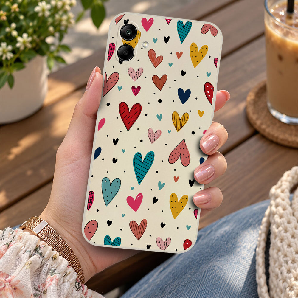 Samsung Galaxy A04e Cover - Off White - D5 - ONation Petal Whismy Series - HQ Liquid Silicone Soft Case