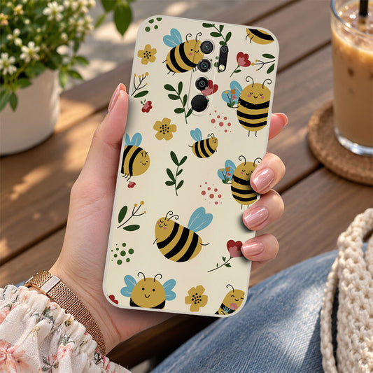 Xiaomi Redmi 9C Cover - Off White -D6 - ONation Petal Whismy Series - HQ Liquid Silicone Soft Case
