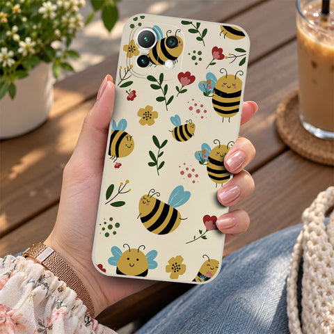 Xiaomi Poco F3 Cover - Off White -D6 - ONation Petal Whismy Series - HQ Liquid Silicone Soft Case