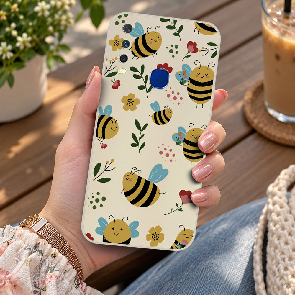 Vivo Y15 Cover - Off White -D6 - ONation Petal Whismy Series - HQ Liquid Silicone Soft Case