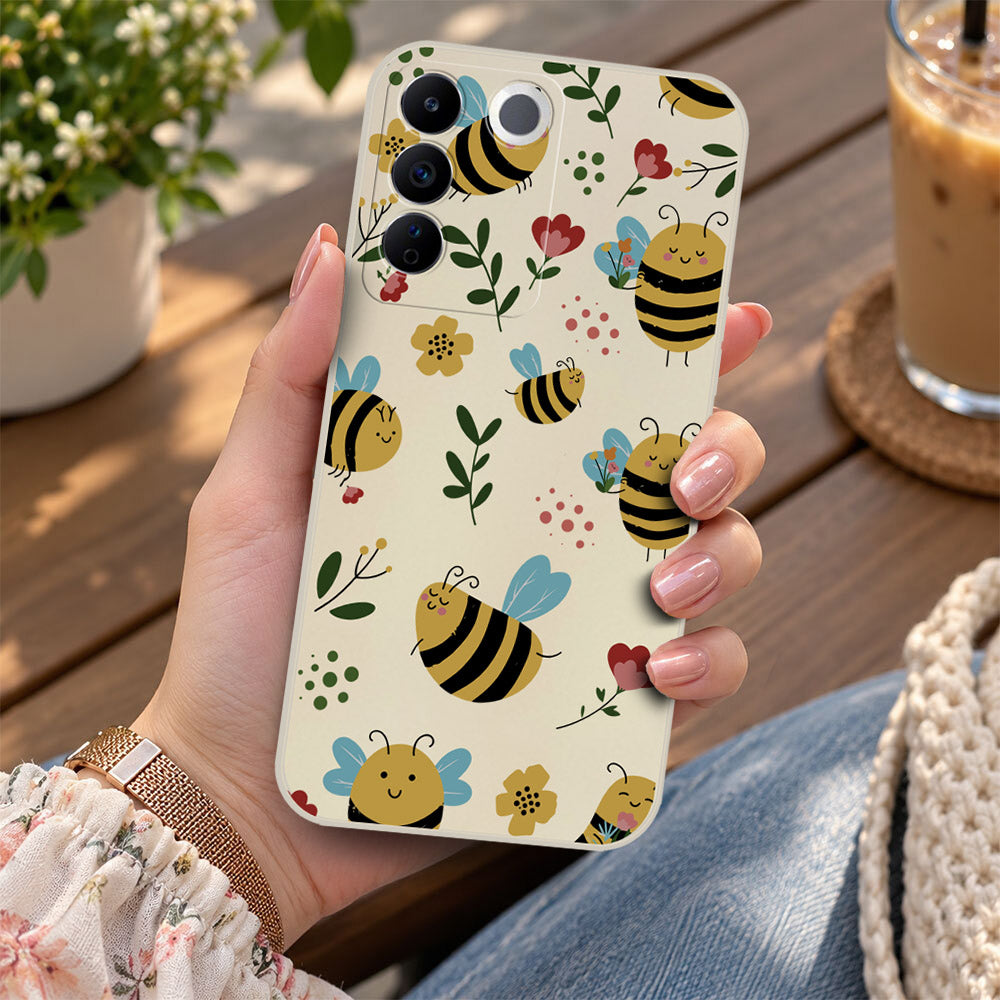 Vivo S16e Cover - Off White -D6 - ONation Petal Whismy Series - HQ Liquid Silicone Soft Case