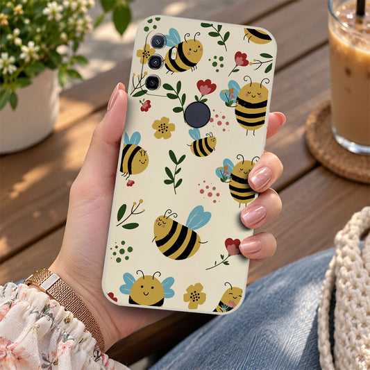 Oppo A32 Cover - Off White -D6 - ONation Petal Whismy Series - HQ Liquid Silicone Soft Case