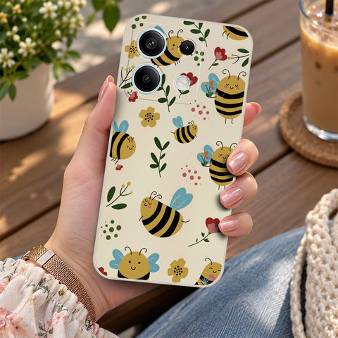 Xiaomi Redmi Note 13 Cover - Off White -D6 - ONation Petal Whismy Series - HQ Liquid Silicone Soft Case