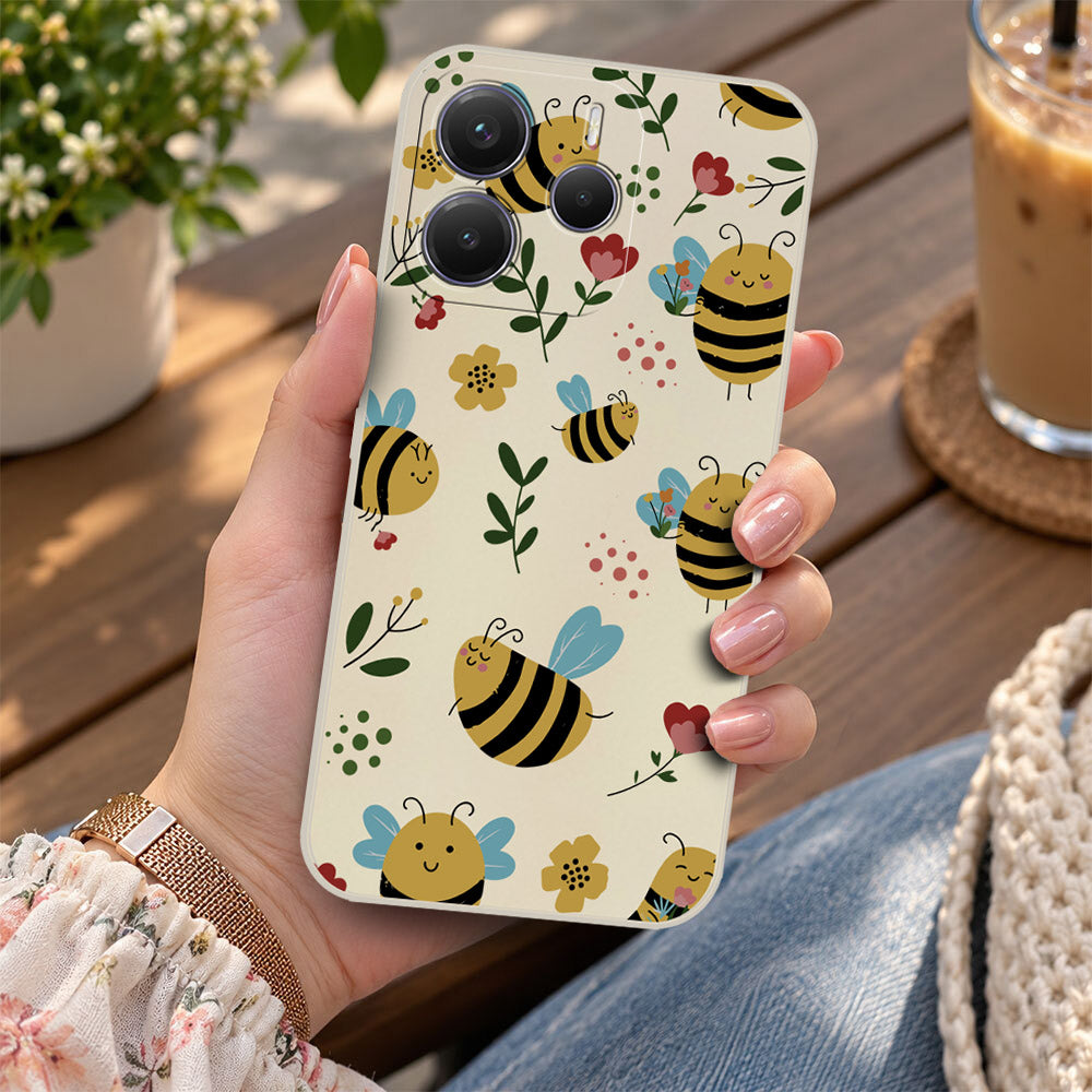 Xiaomi Redmi Note 14 4G Cover - Off White -D6 - ONation Petal Whismy Series - HQ Liquid Silicone Soft Case