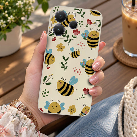 Xiaomi Redmi Note 14 4G Cover - Off White -D6 - ONation Petal Whismy Series - HQ Liquid Silicone Soft Case