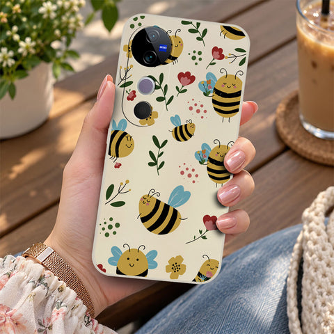 Vivo V40 Pro Cover - Off White -D6 - ONation Petal Whismy Series - HQ Liquid Silicone Soft Case