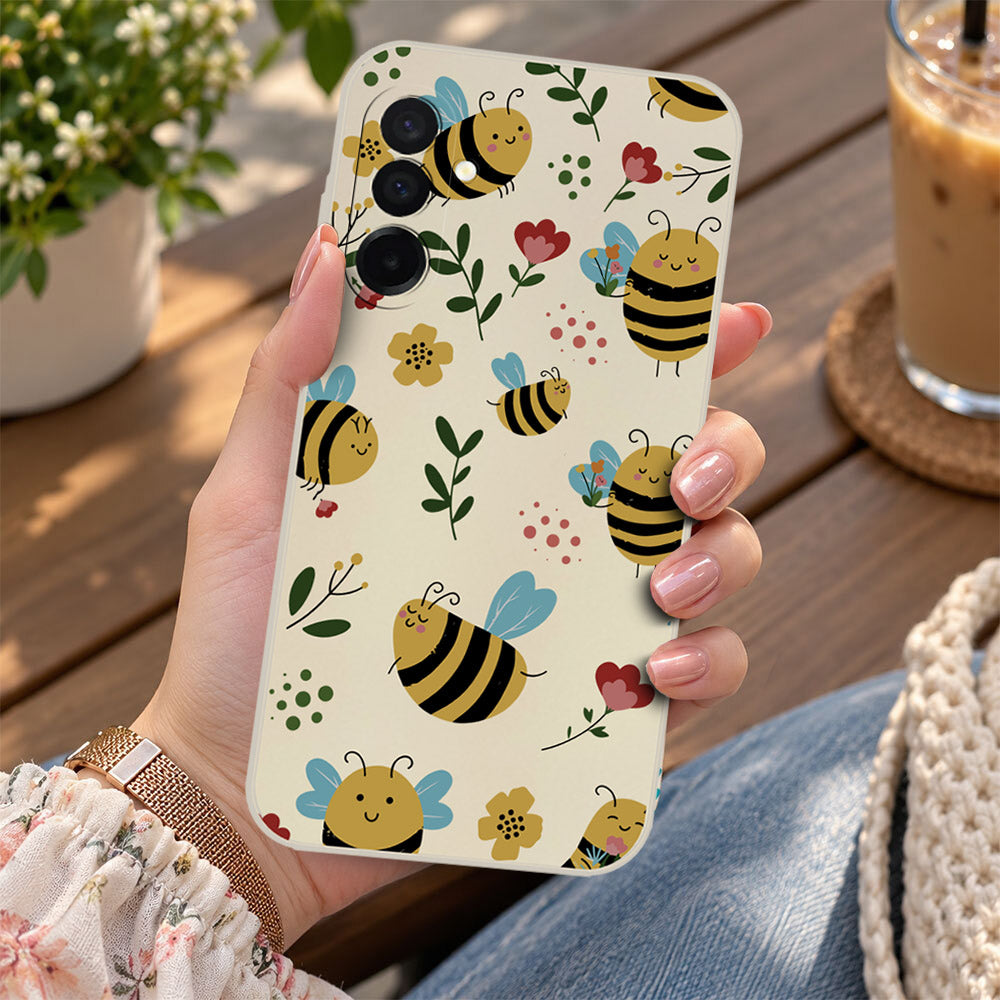 Samsung Galaxy M17 Cover - Off White -D6 - ONation Petal Whismy Series - HQ Liquid Silicone Soft Case