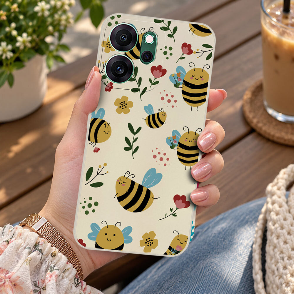 Oppo Reno 14F Cover - Off White -D6 - ONation Petal Whismy Series - HQ Liquid Silicone Soft Case