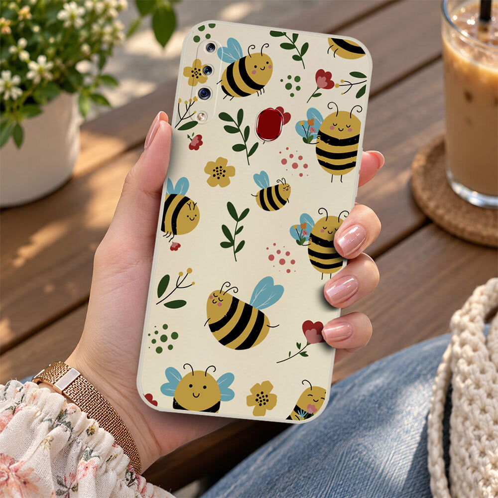 Samsung Galaxy A21s Cover - Off White -D6 - ONation Petal Whismy Series - HQ Liquid Silicone Soft Case