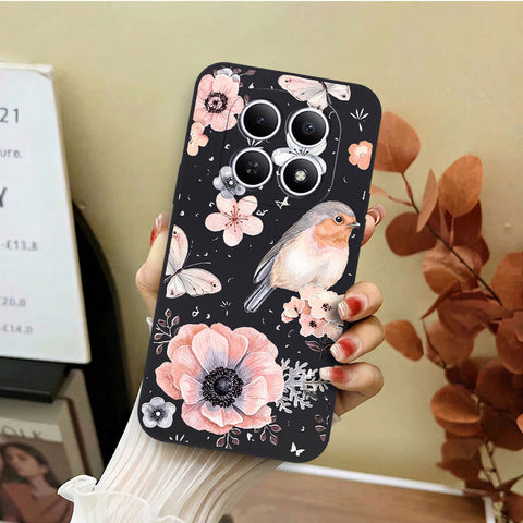 Xiaomi Redmi Note 15 Cover - Black - D1 - ONation Nature Floral Series - HQ Liquid Silicone Soft Case