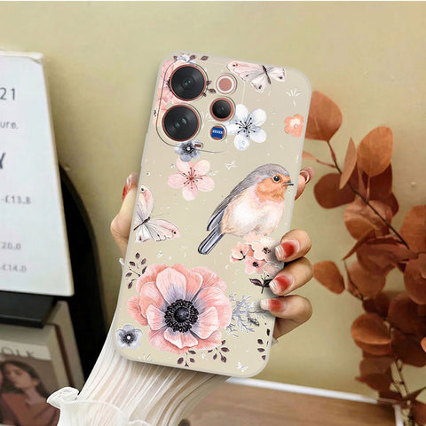 Vivo S50 Cover - Off White - D1 - ONation Nature Floral Series - HQ Liquid Silicone Soft Case
