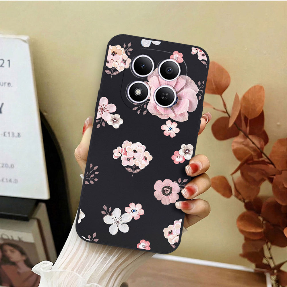 Xiaomi Redmi Note 15 Pro Cover - Black - D2 - ONation Nature Floral Series - HQ Liquid Silicone Soft Case