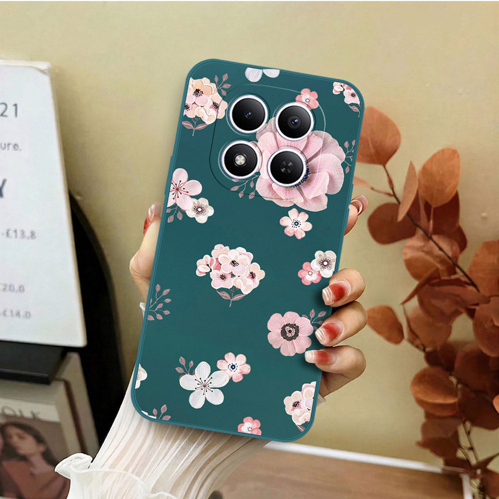 Xiaomi Redmi Note 15 Pro Cover - Dark Green - D2 - ONation Nature Floral Series - HQ Liquid Silicone Soft Case