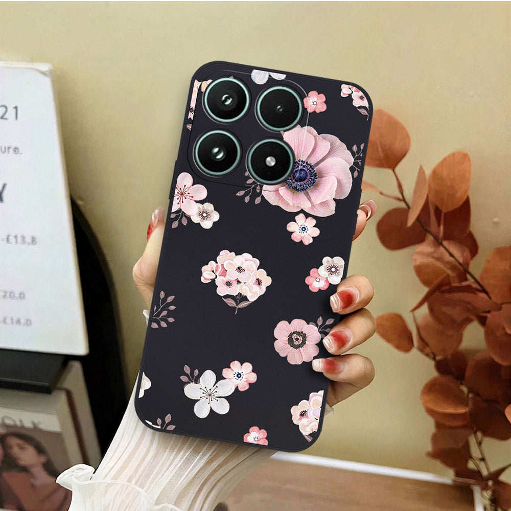 Xiaomi 17 Cover - Black - D2 - ONation Nature Floral Series - HQ Liquid Silicone Soft Case