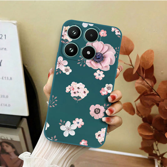 Xiaomi 17 Cover - Dark Green - D2 - ONation Nature Floral Series - HQ Liquid Silicone Soft Case