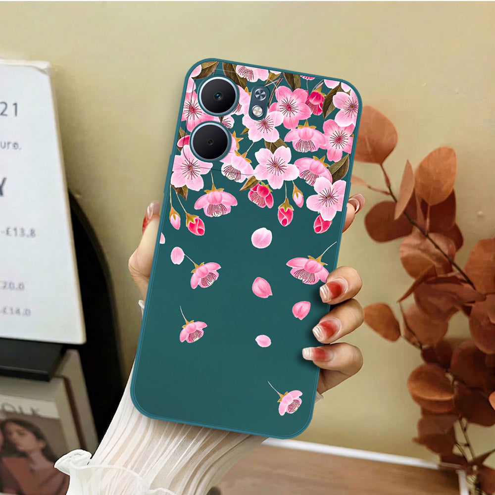 Oppo A5x 4G Cover - Dark Green - D3 - ONation Nature Floral Series - HQ Liquid Silicone Soft Case