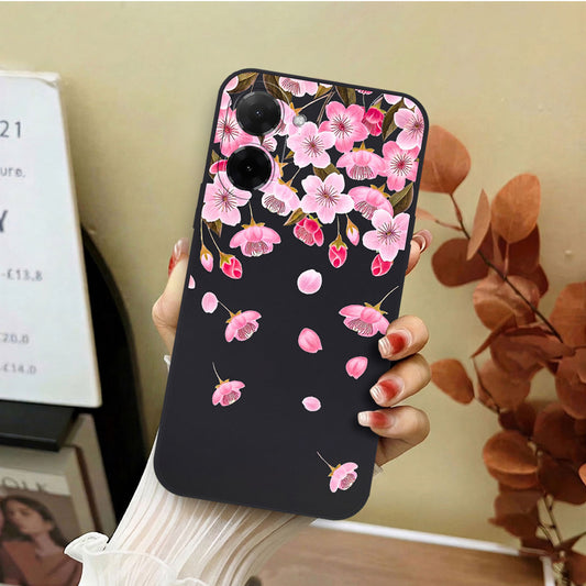 Xiaomi Poco C71 4G Cover - Black - D3 - ONation Nature Floral Series - HQ Liquid Silicone Soft Case