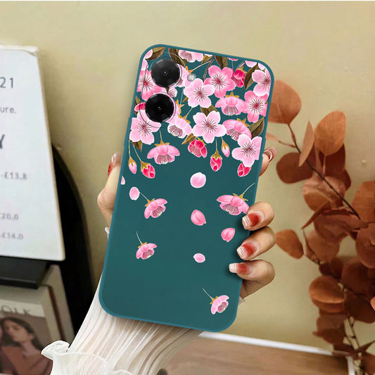 Xiaomi Poco C71 4G Cover - Dark Green - D3 - ONation Nature Floral Series - HQ Liquid Silicone Soft Case