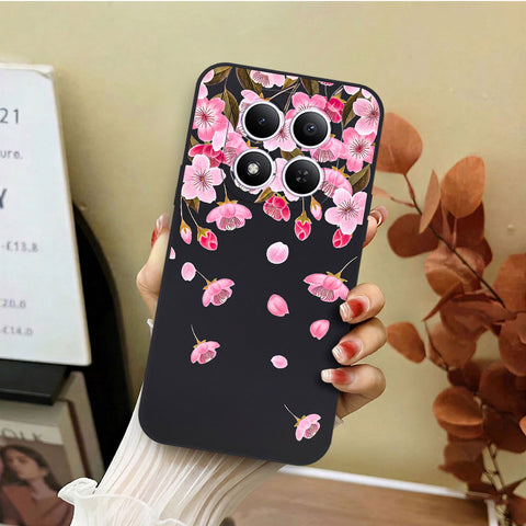 Xiaomi Redmi Note 15 Pro Cover - Black - D3 - ONation Nature Floral Series - HQ Liquid Silicone Soft Case