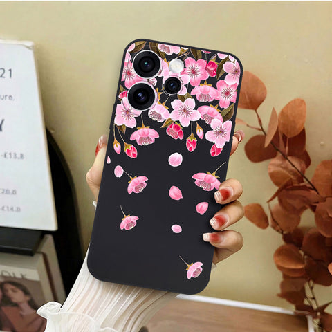 Oppo Reno 15 Pro 5G Cover - Black - D3 - ONation Nature Floral Series - HQ Liquid Silicone Soft Case