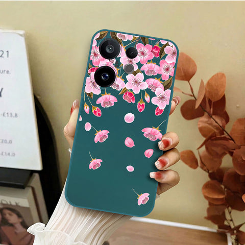 Vivo S30 Pro Mini Cover - Dark Green - D3 - ONation Nature Floral Series - HQ Liquid Silicone Soft Case