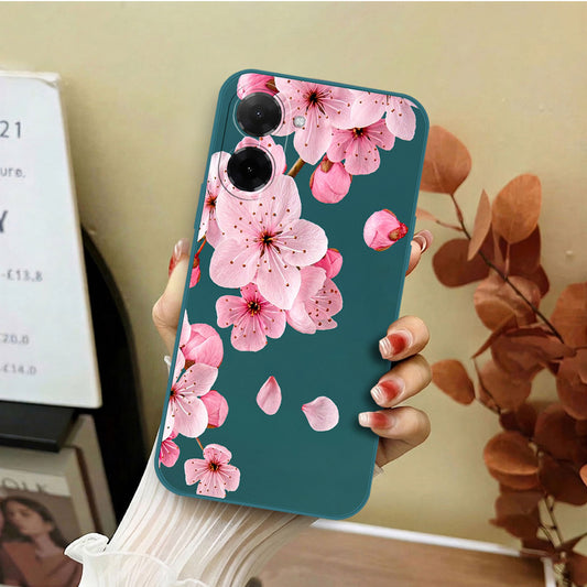 Xiaomi Poco C71 4G Cover - Dark Green - D4 - ONation Nature Floral Series - HQ Liquid Silicone Soft Case
