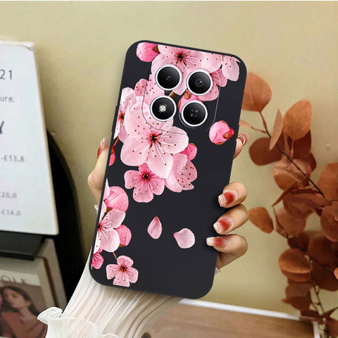Xiaomi Redmi Note 15 Pro Cover - Black - D4 - ONation Nature Floral Series - HQ Liquid Silicone Soft Case