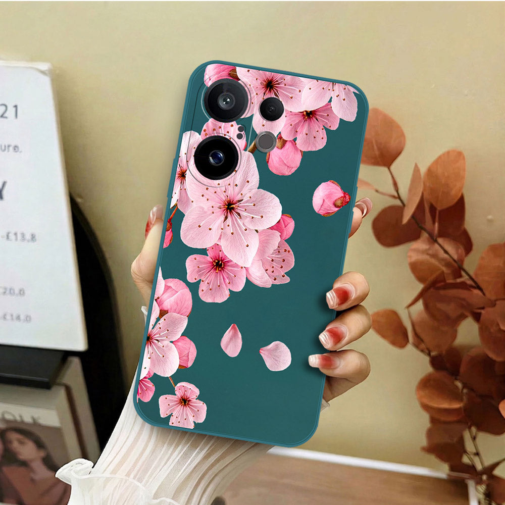 Vivo S30 Pro Mini Cover - Dark Green - D4 - ONation Nature Floral Series - HQ Liquid Silicone Soft Case