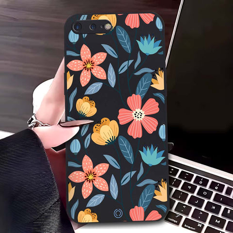 iPhone 8 Plus / 7 Plus Cover - Black - D2 - ONation Floral Series - HQ Liquid Silicone Soft Case