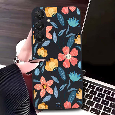 Samsung Galaxy S24 Cover - Black - D2 - ONation Floral Series - HQ Liquid Silicone Soft Case