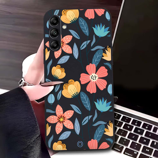 Samsung Galaxy A24 4G Cover - Black - D2 - ONation Floral Series - HQ Liquid Silicone Soft Case
