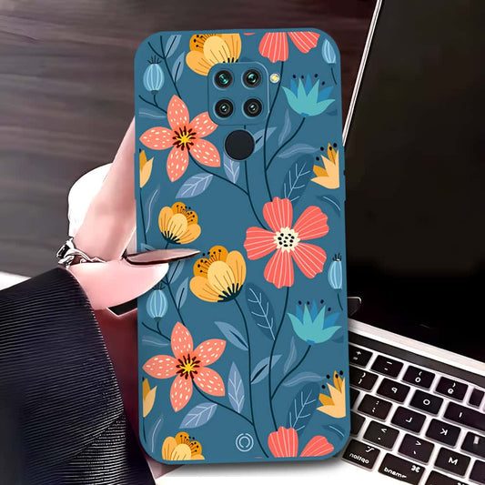 Xiaomi Redmi 10X 4G Cover - Blue - D2 - ONation Floral Series - HQ Liquid Silicone Soft Case