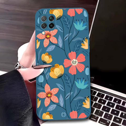 Huawei P40 Lite 5G Cover - Blue - D2 - ONation Floral Series - HQ Liquid Silicone Soft Case