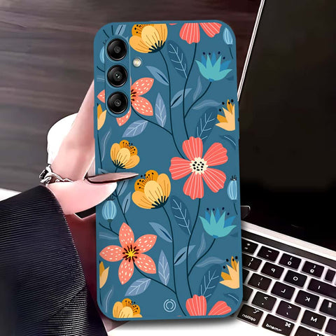 Samsung Galaxy A54 5G Cover - Blue - D2 - ONation Floral Series - HQ Liquid Silicone Soft Case