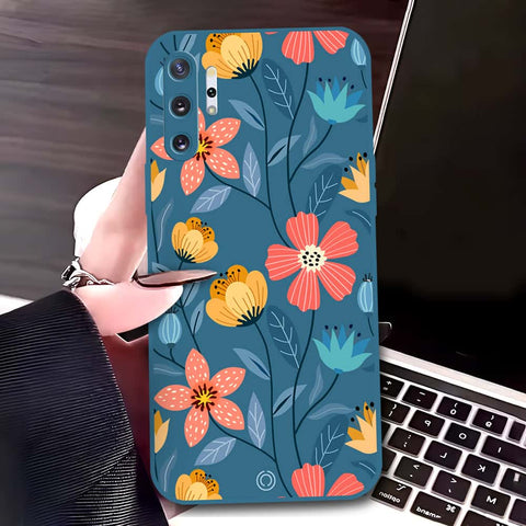 Samsung Galaxy Note 10 Plus Cover - Blue - D2 - ONation Floral Series - HQ Liquid Silicone Soft Case