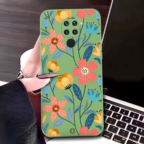 Xiaomi Redmi 10X 4G Cover - Light Green - D2 - ONation Floral Series - HQ Liquid Silicone Soft Case