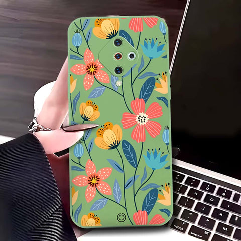 Vivo Y9s Cover - Light Green - D2 - ONation Floral Series - HQ Liquid Silicone Soft Case