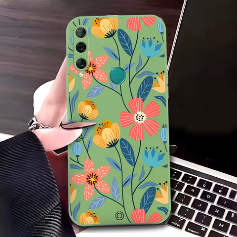 Huawei Y9 Prime 2019 Cover - Light Green - D2 - ONation Floral Series - HQ Liquid Silicone Soft Case