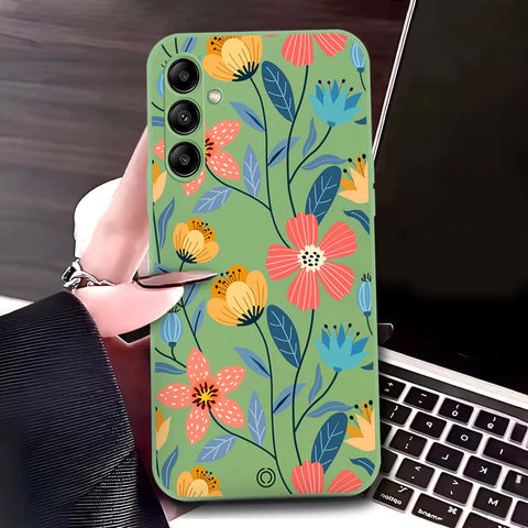 Samsung Galaxy A54 Cover - Light Green - D2 - ONation Floral Series - HQ Liquid Silicone Soft Case