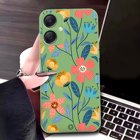 Samsung Galaxy A15 5G Cover - Light Green - D2 - ONation Floral Series - HQ Liquid Silicone Soft Case