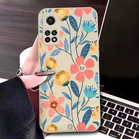 Xiaomi Mi 10T Pro Cover - Off White - D2 - ONation Floral Series - HQ Liquid Silicone Soft Case