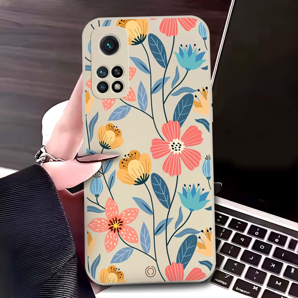 Xiaomi Redmi K30S Cover - Off White - D2 - ONation Floral Series - HQ Liquid Silicone Soft Case