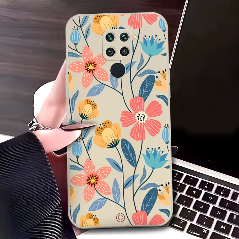 Xiaomi Redmi 10X 4G Cover - Off White - D2 - ONation Floral Series - HQ Liquid Silicone Soft Case