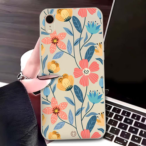 iPhone XR Cover - Off White - D2 - ONation Floral Series - HQ Liquid Silicone Soft Case