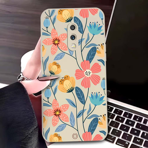 OnePlus 7 Cover - Off White - D2 - ONation Floral Series - HQ Liquid Silicone Soft Case