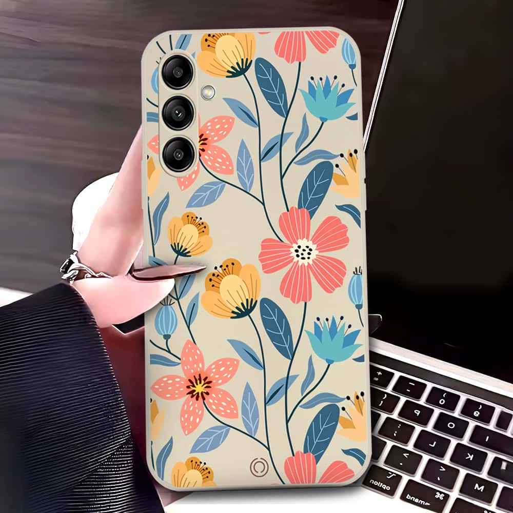 Samsung Galaxy A54 5G Cover - Off White - D2 - ONation Floral Series - HQ Liquid Silicone Soft Case