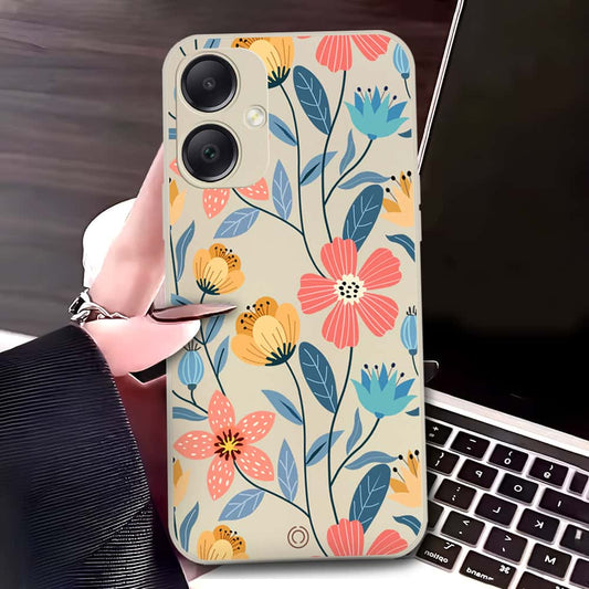 Samsung Galaxy A05 Cover - Off White - D2 - ONation Floral Series - HQ Liquid Silicone Soft Case